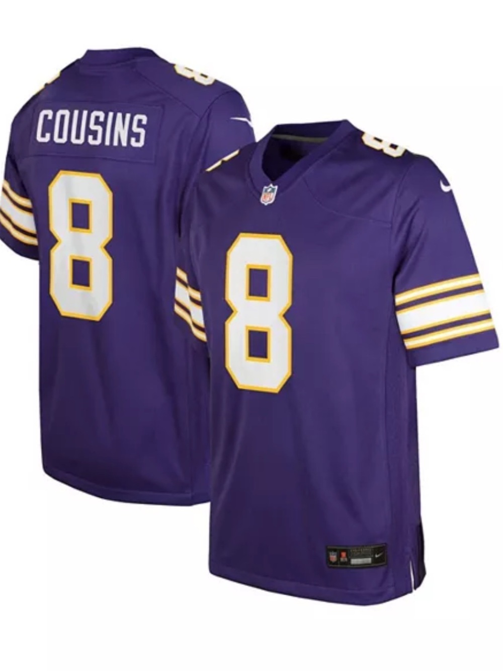 Big Boys Nike Kirk Cousins Purple Minnesota Vikings Classic Player Game Jersey